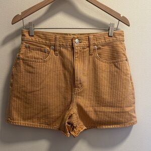 Madewell Yellow-Striped High-Rise Denim Shorts